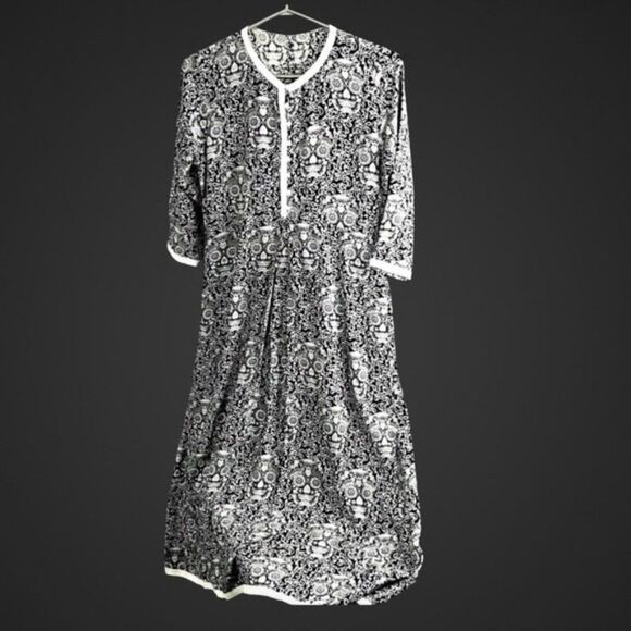 Handmade Dress Cotton Sugar Skull Long Small Y - Picture 1 of 9